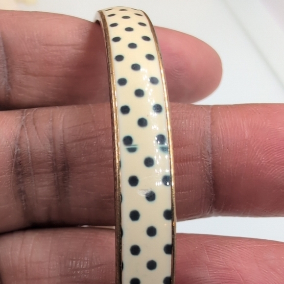 J. Crew Gold, Blue and Cream Polka Dot Bracelet - Picture 5 of 6